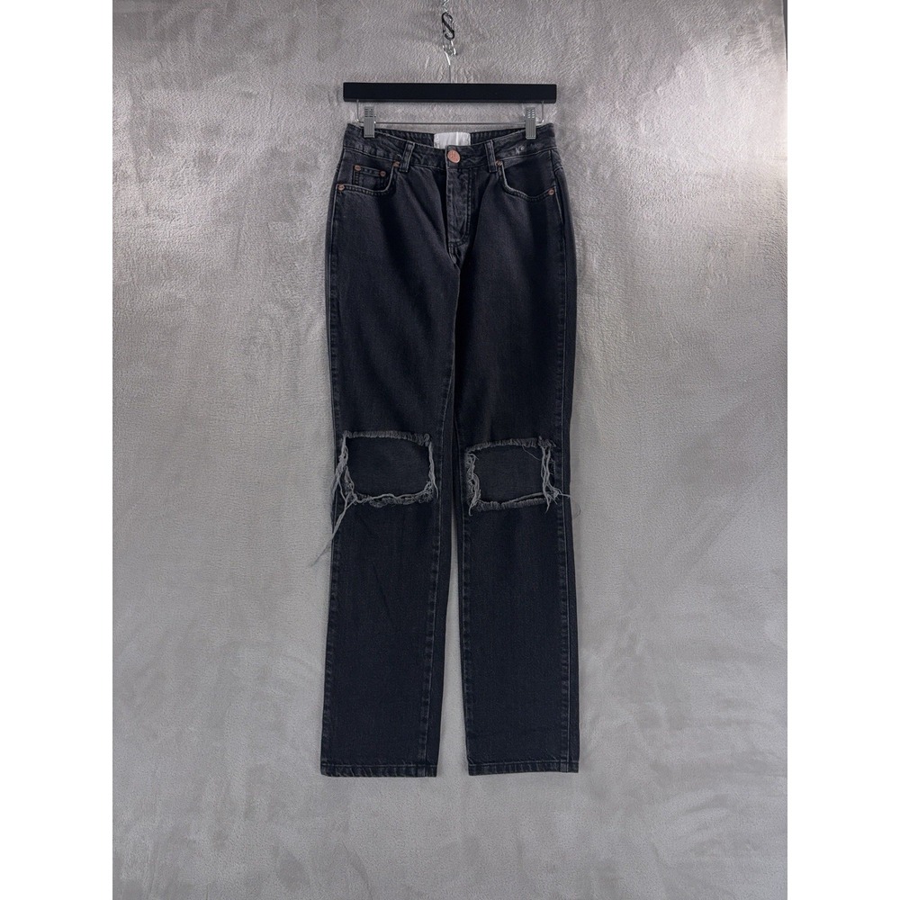 One Teaspoon Truckers Jeans‎ Womens Size 24x30 Black Distressed Straight Leg